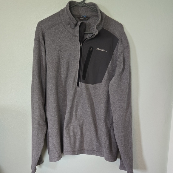 Eddie Bauer Gray 1/4 Zip Fleece Jacket Size XL - Picture 1 of 6